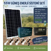 55W Güneş Enerji Sistemi Seti – Telefon Şarjlı Taşınabilir Solar Aydın 